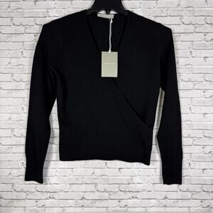 Everlane Wrap Sweater Womens Medium Black 100% Cashmere Soft Lightweight NWT